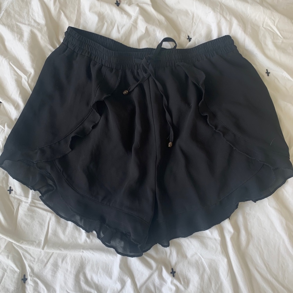 Black ruffle shorts